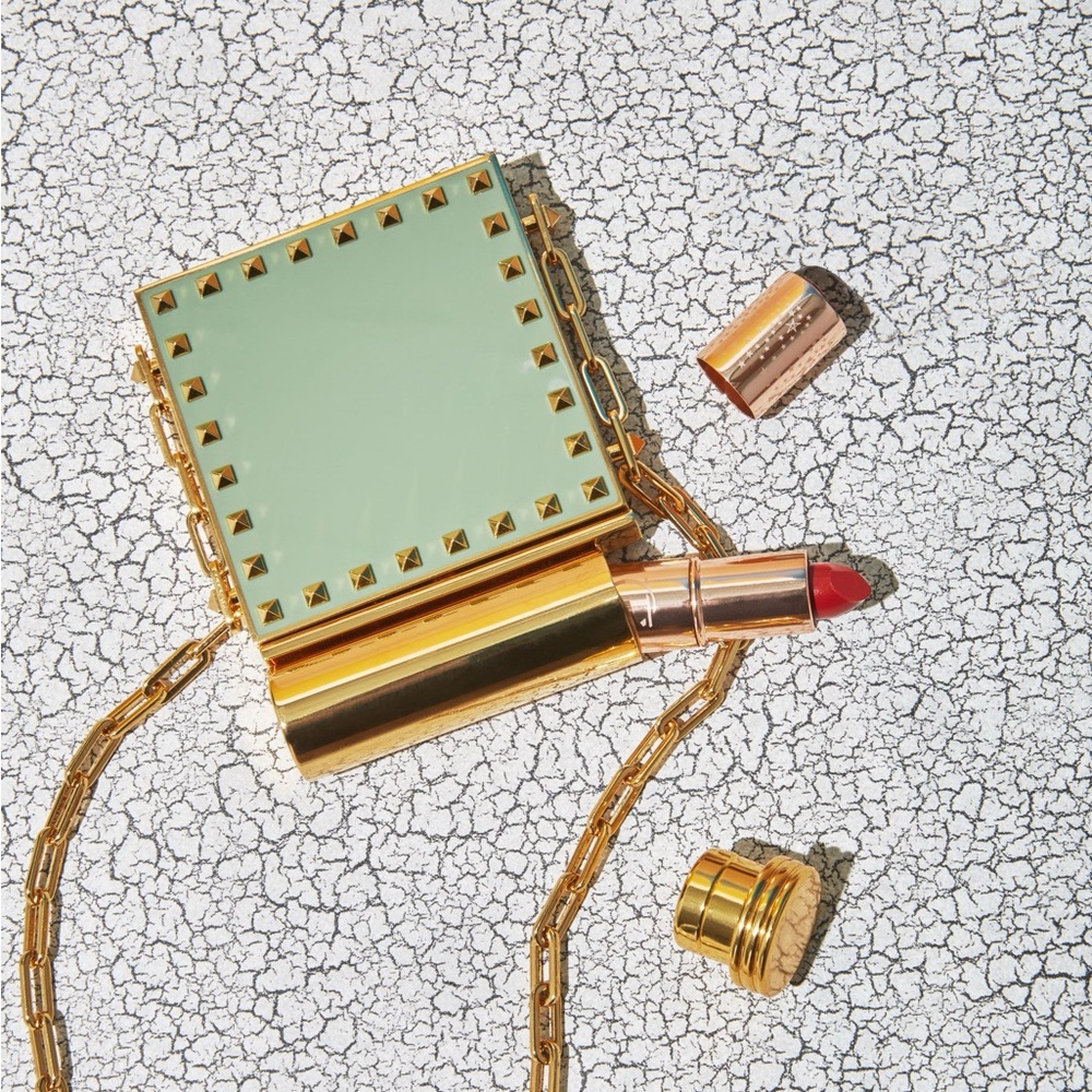 Valentino Garavani Rockstud Mirror & Lipstick Minaudière, Green